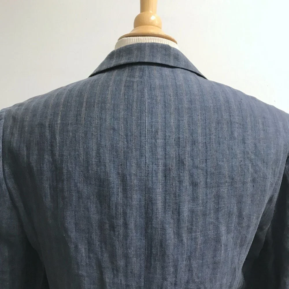 TED BAKER JEAN gray stripe linen blazer 4 38 40 new vintage